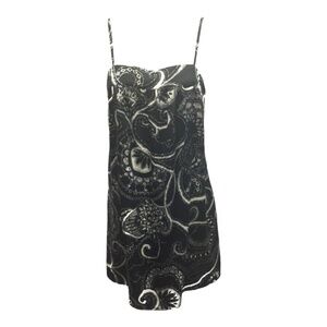 Express Tunic Dress XS Black Cream Floral Scoop Neck Spaghetti Strap‎ Paisley